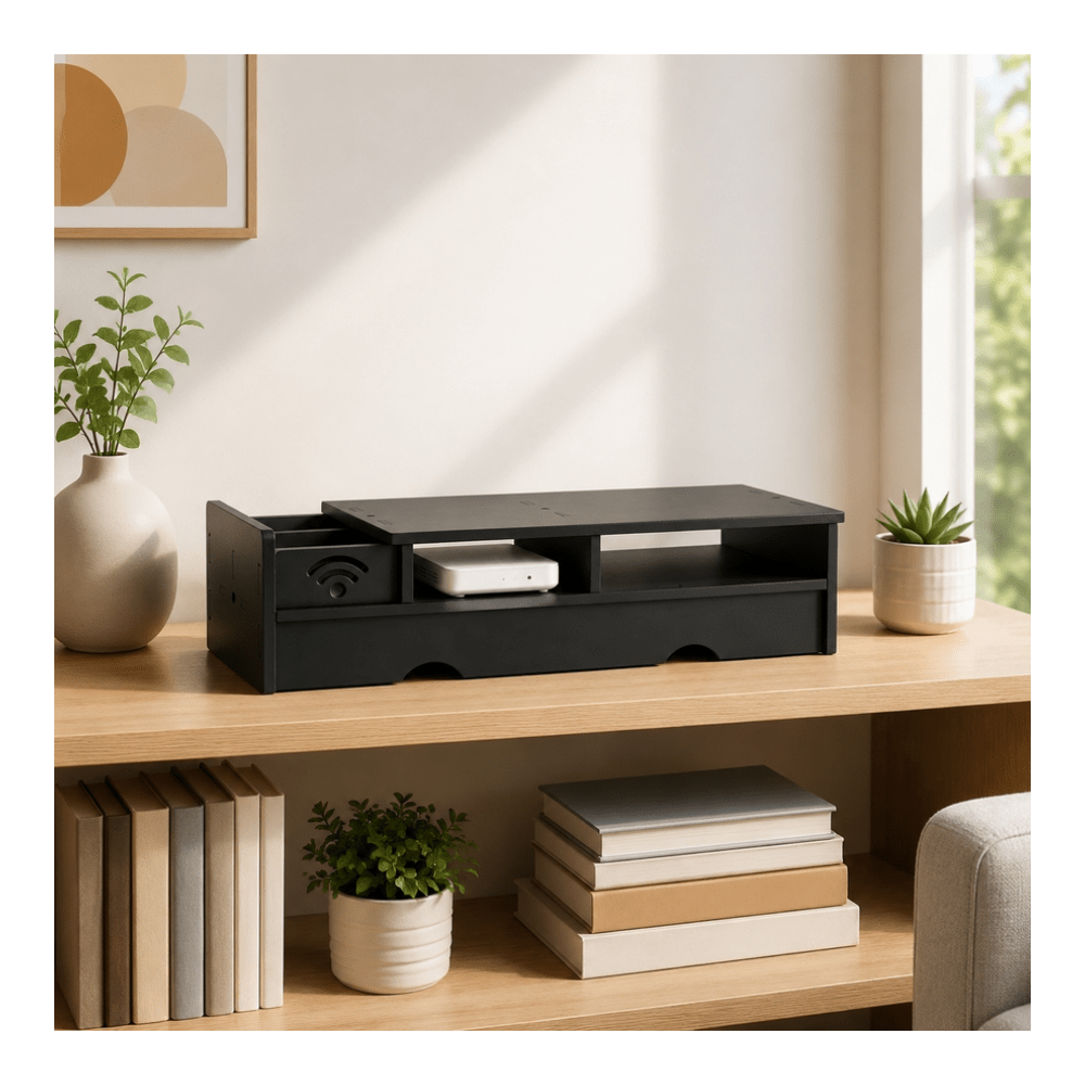صندوق تخزين راوتر واي فاي أسود - مراجعة Office Tech Set Up وسعره